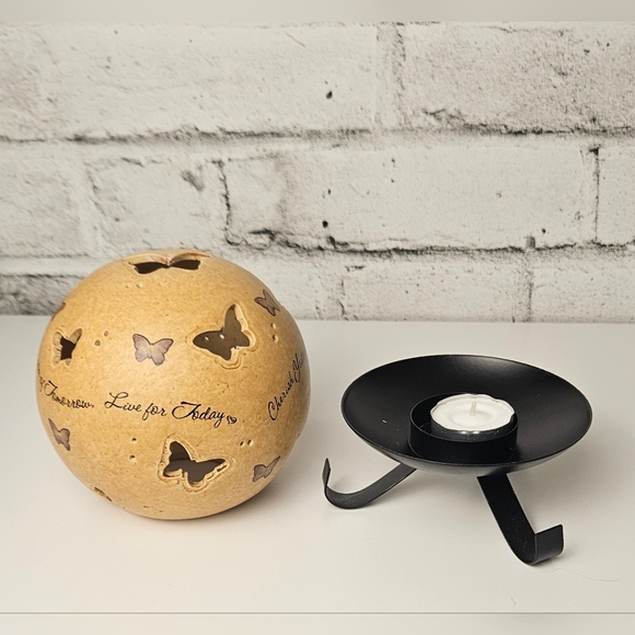 Butterfly Ceramic Tealight Holder Cherish Yesterday Live Today Decor - Picture 7 of 8